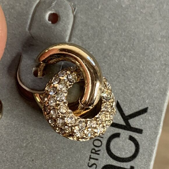 Nordstrom Rack Gold Tone Earrings Bar Rhinestone Huggie Link Drop - 4 pcs - Picture 10 of 10